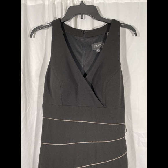 NWT XSCAPE Piped Mermaid Hem Hi Low Gown 10 Black - Picture 8 of 12